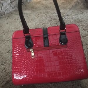 Unbranded bright red hard shell hand bag
